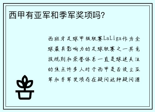 西甲有亚军和季军奖项吗？